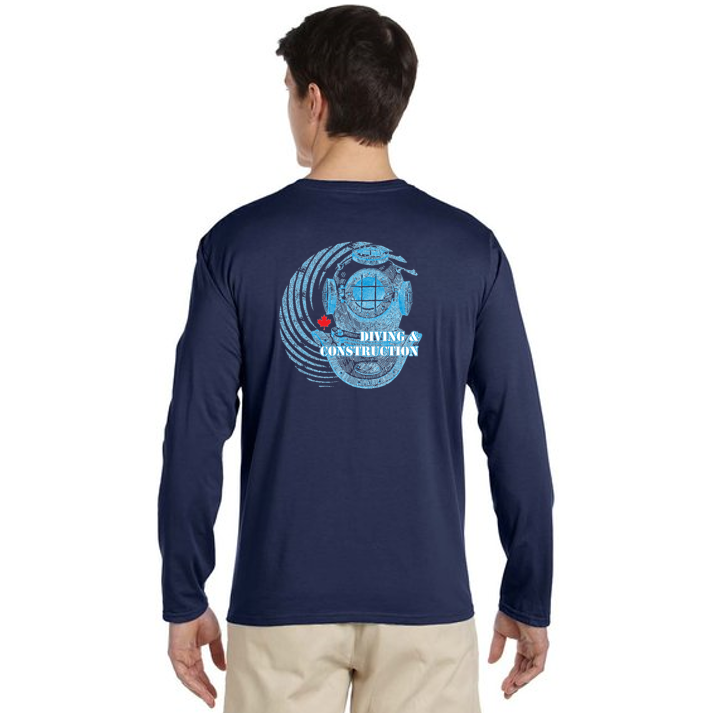 Adult SoftStyle Long Sleeve Tee with Stencil Commercial Diver