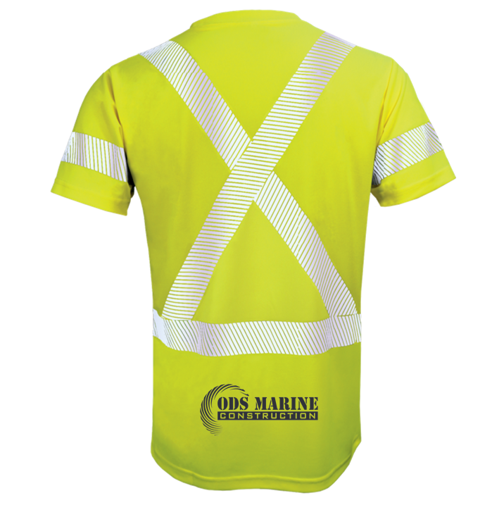 Hi Vis Short Sleeve Mesh Tee with Segmented Stripes
