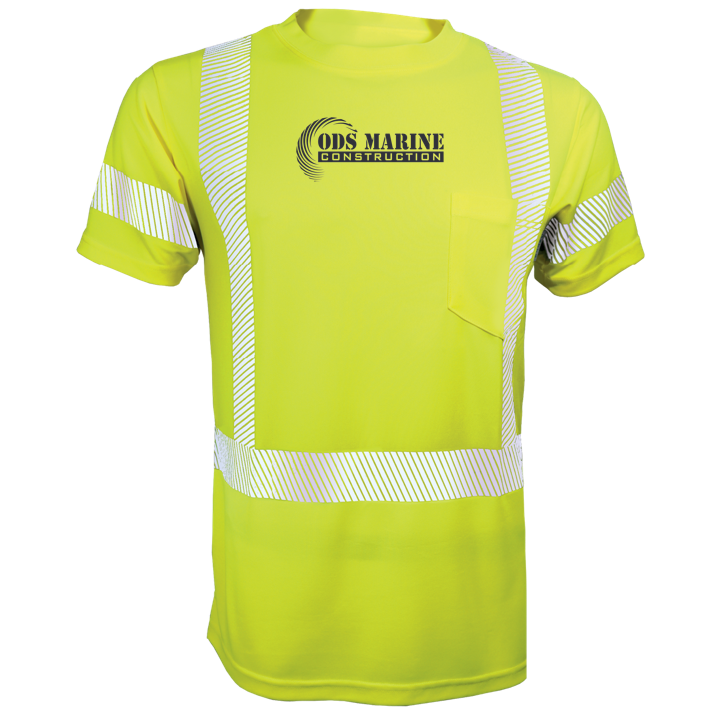 Hi Vis Short Sleeve Mesh Tee with Segmented Stripes