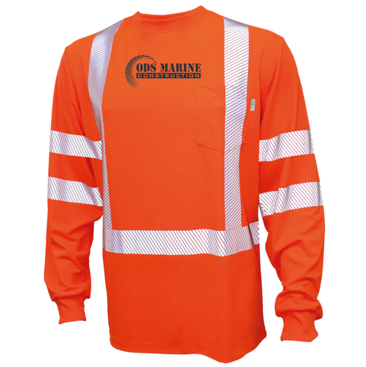 Hi Vis Long Sleeve Tee with Segmented Stripes